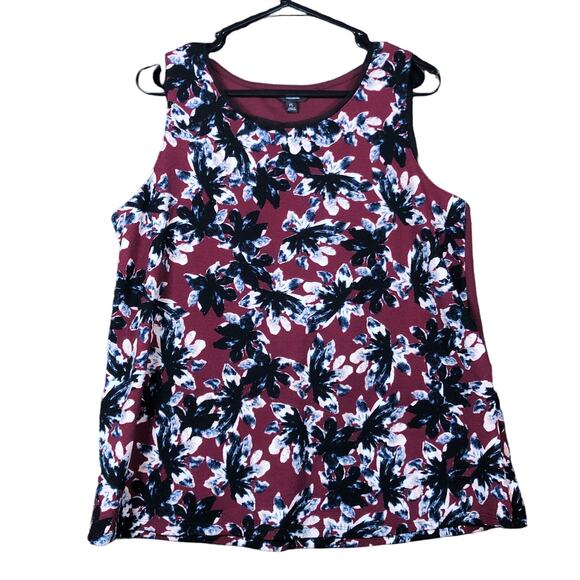 Vera Wang Womens Blouse Multicolored Floral Petite Sleeveless Stretch LP - Picture 1 of 12